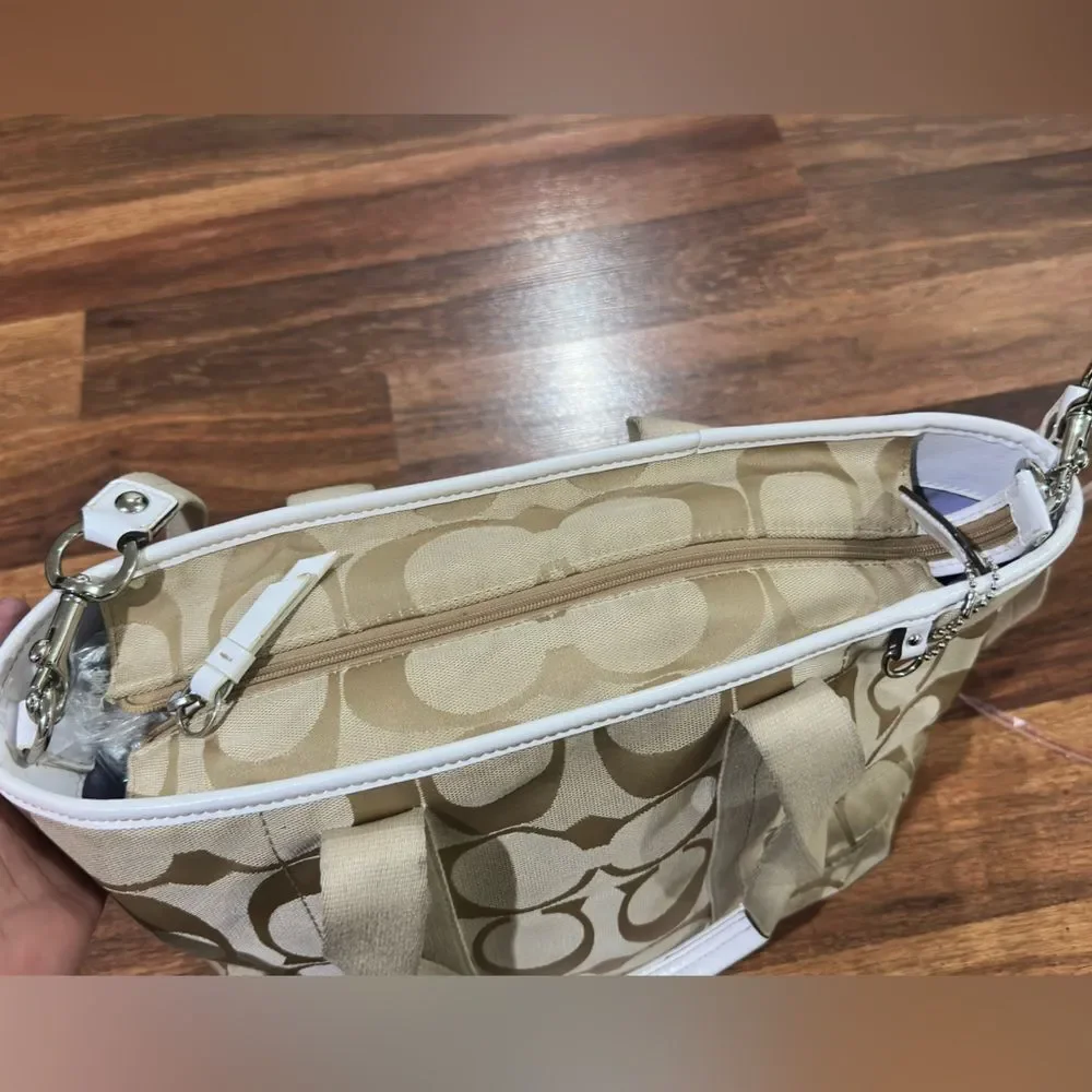 Coach Beige Signature Canvas Tote with Removable Strap